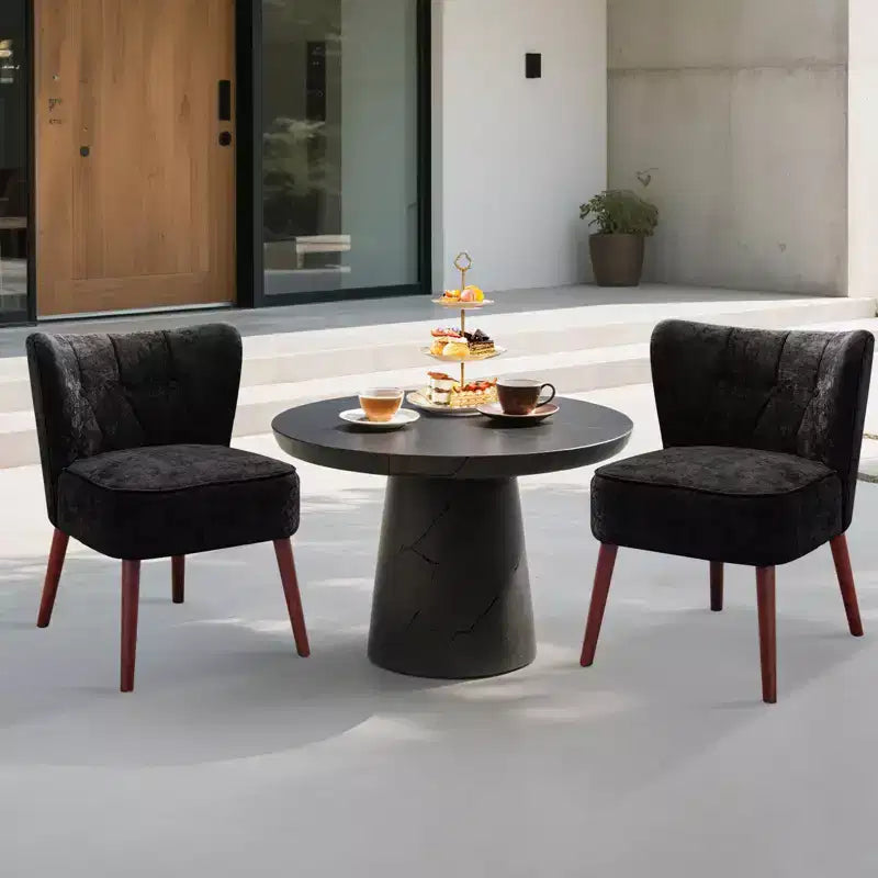 GustoWave Mid Century Accent Chair with Solid Wood Legs, Modern Upholstered Wingback Living Room Chair, Dining Chairs