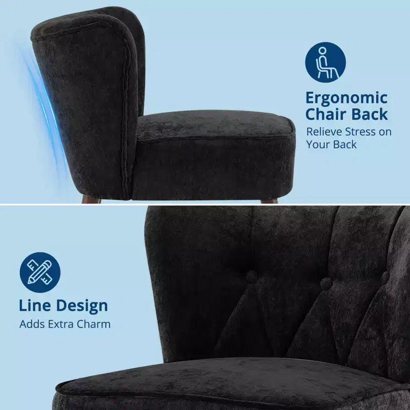 GustoWave Mid Century Accent Chair with Solid Wood Legs, Modern Upholstered Wingback Living Room Chair, Dining Chairs