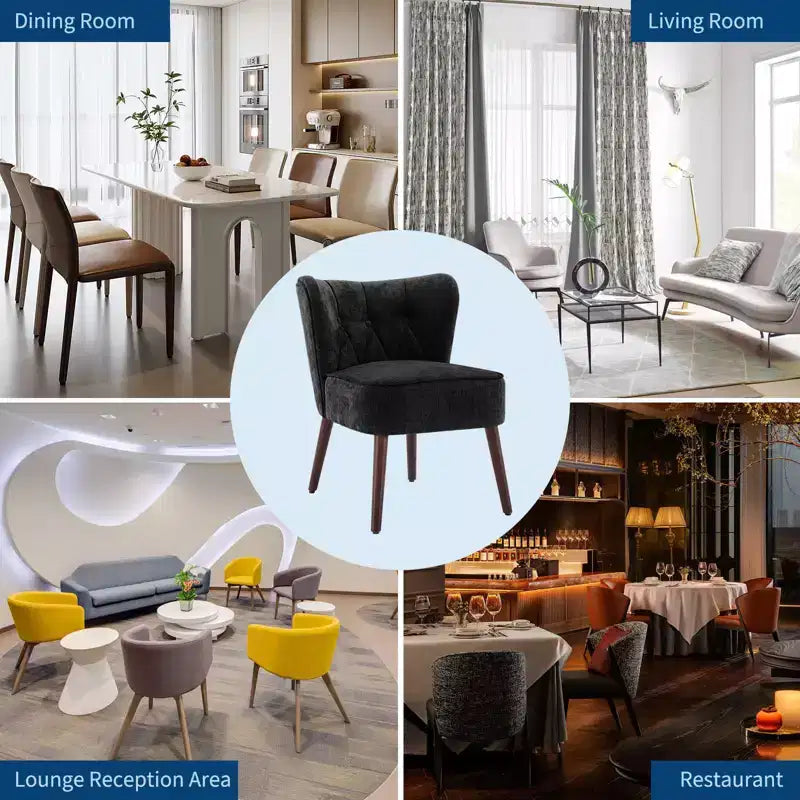 GustoWave Mid Century Accent Chair with Solid Wood Legs, Modern Upholstered Wingback Living Room Chair, Dining Chairs