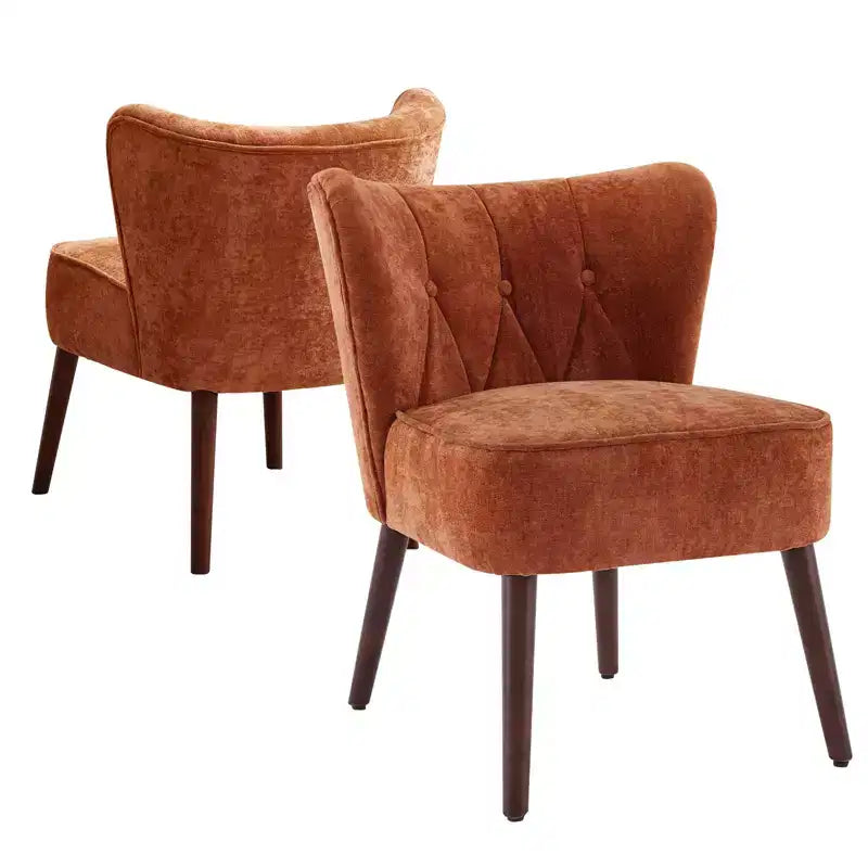 GustoWave Mid Century Accent Chair with Solid Wood Legs, Modern Upholstered Wingback Living Room Chair, Dining Chairs