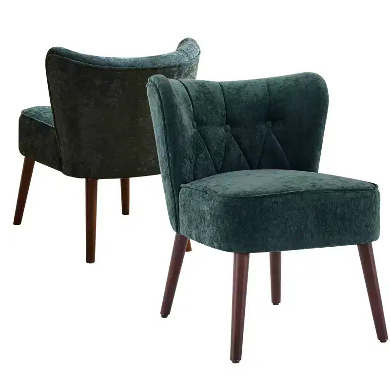 GustoWave Mid Century Accent Chair with Solid Wood Legs, Modern Upholstered Wingback Living Room Chair, Dining Chairs