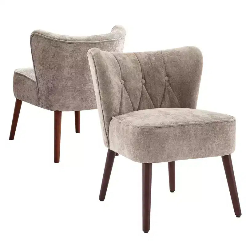 GustoWave Mid Century Accent Chair with Solid Wood Legs, Modern Upholstered Wingback Living Room Chair, Dining Chairs
