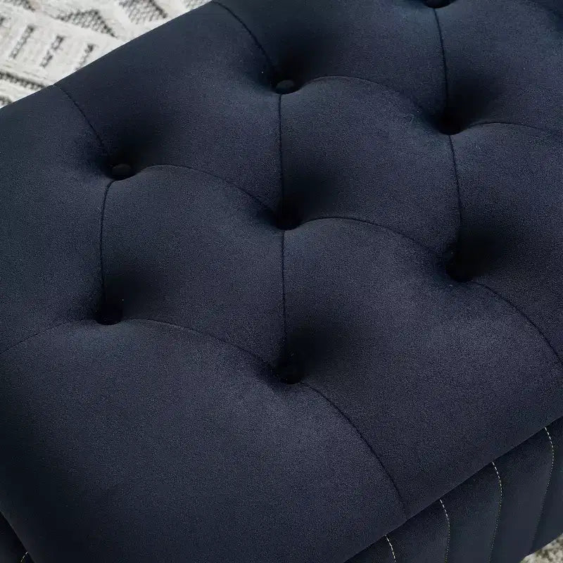 TUYOHW Storage Ottoman, Upholstered Velvet Fabric Storage Ottoman with Safety Hinge, Ottoman Bench for Living Room and Bedroom