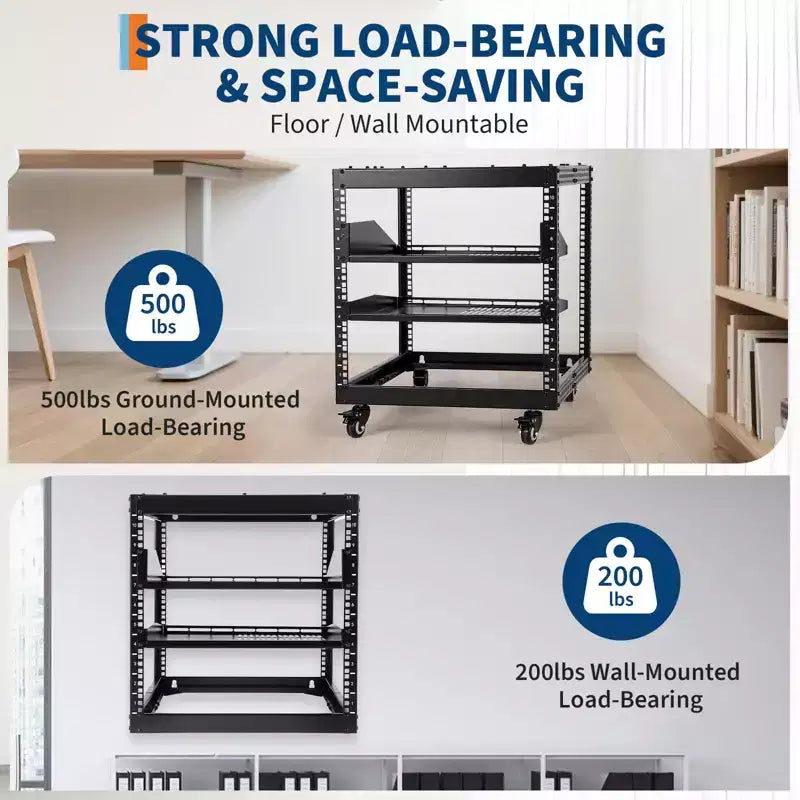 20U Open Frame Server Rack, 23-40 Adjustable Depth, Wall Mount & Free Standing Network Rack , Holds All Your IT/AV Equipment Rack
