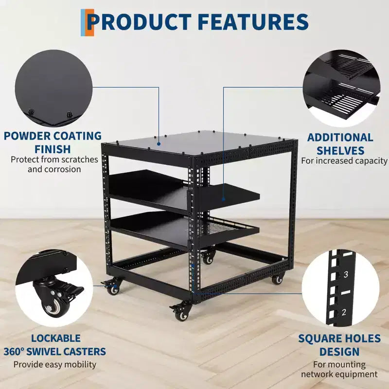 20U Open Frame Server Rack, 23-40 Adjustable Depth, Wall Mount & Free Standing Network Rack , Holds All Your IT/AV Equipment Rack