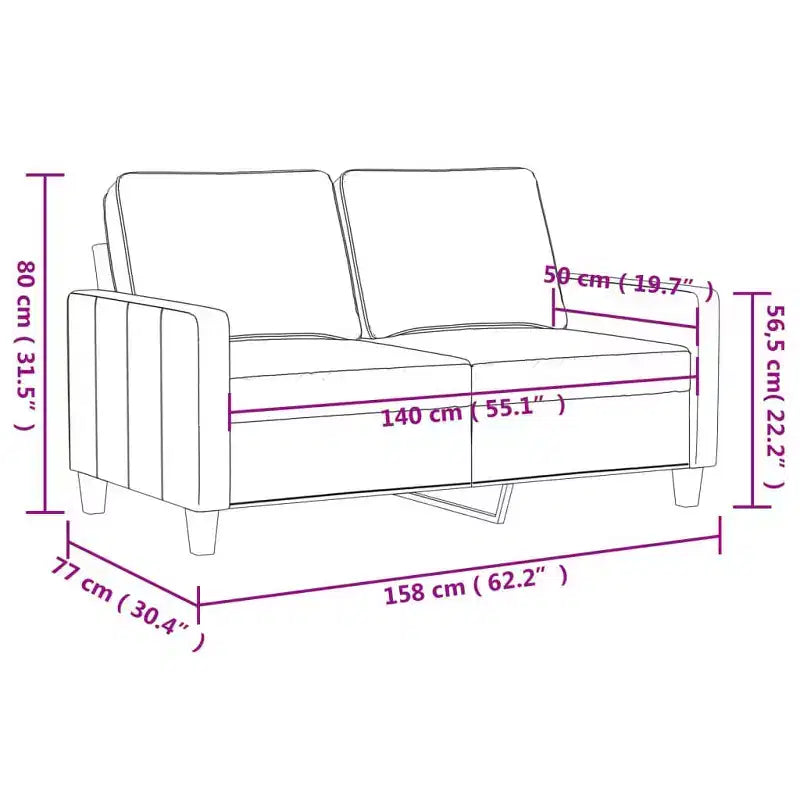 vidaXL 2-Seater Black Velvet Sofa with Sturdy Metal Frame, Comfortable Padded Seating, Ideal for Living Room or Lounge Area