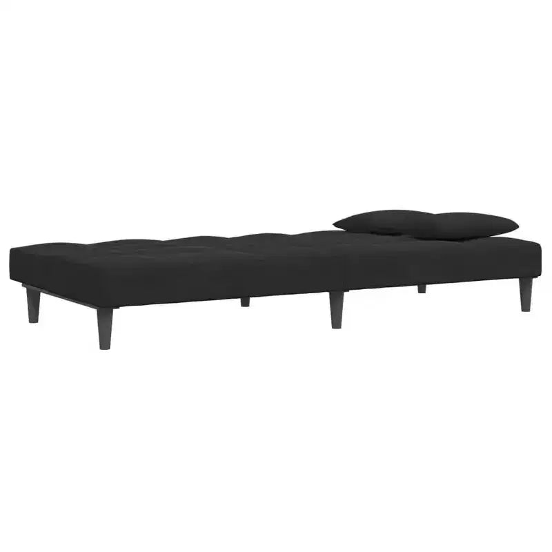 vidaXL 2-Seater Sofa Bed with Footstool Black Velvet - Convertible Sleeper Couch for Living Room/Office