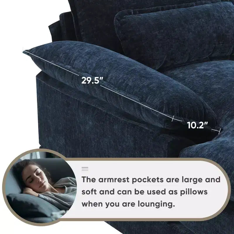 123'' U-Shaped Sectional Sofa with USB Charging, Cup Holders & Console, 6-Seater Chenille Couch with Double Cushions for Living Room