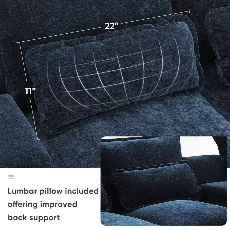 123'' U-Shaped Sectional Sofa with USB Charging, Cup Holders & Console, 6-Seater Chenille Couch with Double Cushions for Living Room