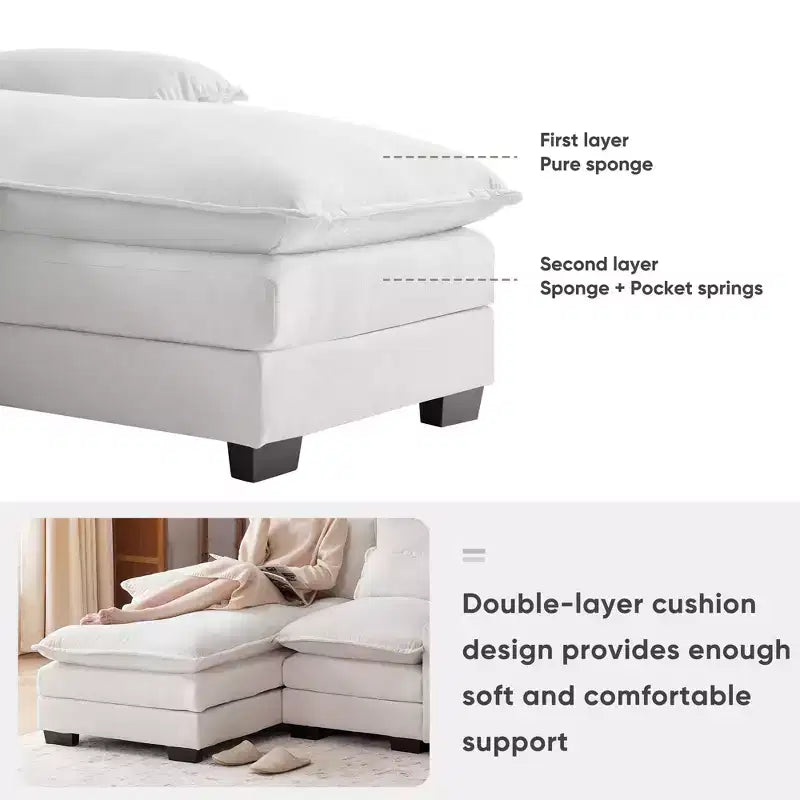 123'' U-Shaped Sectional Sofa with USB Charging, Cup Holders & Console, 6-Seater Chenille Couch with Double Cushions for Living Room