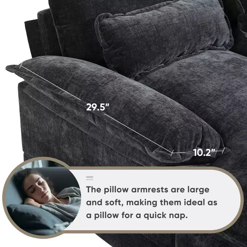 123'' U-Shaped Sectional Sofa with USB Charging, Cup Holders & Console, 6-Seater Chenille Couch with Double Cushions for Living Room