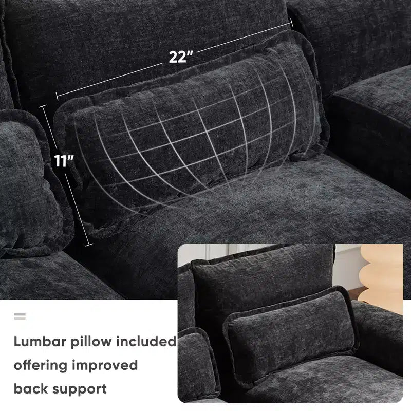 123'' U-Shaped Sectional Sofa with USB Charging, Cup Holders & Console, 6-Seater Chenille Couch with Double Cushions for Living Room