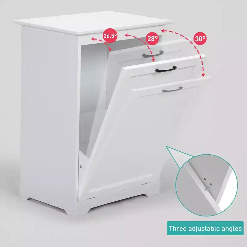 Sandinrayli 10 Gal. Armoire à poubelle basculante avec porte à angle réglable pour buanderie, cuisine ou poubelle en bois