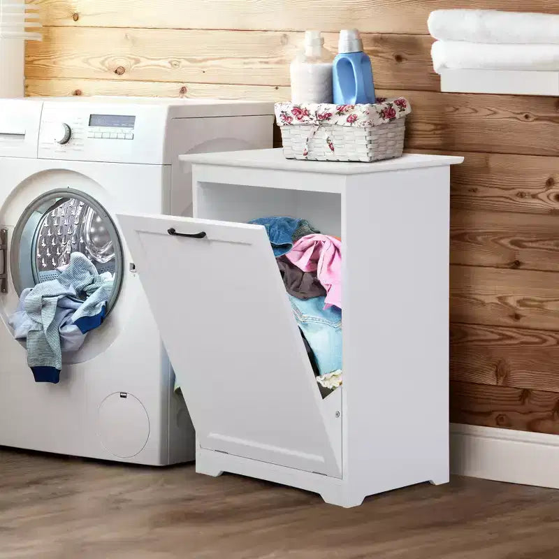 Sandinrayli 10 Gal. Armoire à poubelle basculante avec porte à angle réglable pour buanderie, cuisine ou poubelle en bois