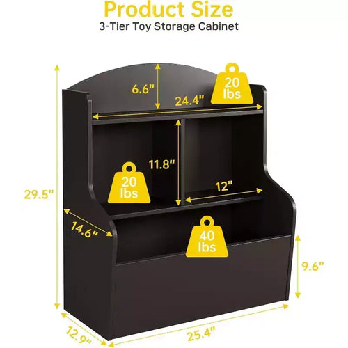 Acekool Meuble de Rangement 3 Niveaux pour Jouets d'Enfants, Étagère à Livres avec 5 Compartiments, Étagère à Jouets et Livres pour Chambre, Salle de Jeux ou Salle de Classe, Marron