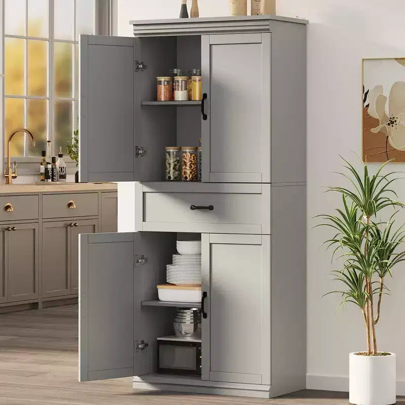 Pantry Cabinet,70 Tall Kitchen Pantry Cabinets with 2 Doors and 3 Adjustable Shelves, Freestanding Cupboard, Modern Storage Cabinet for Bathroom