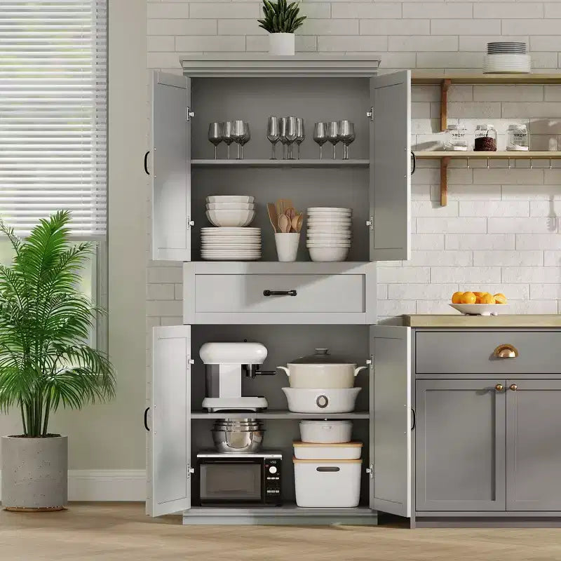 Pantry Cabinet,70 Tall Kitchen Pantry Cabinets with 2 Doors and 3 Adjustable Shelves, Freestanding Cupboard, Modern Storage Cabinet for Bathroom