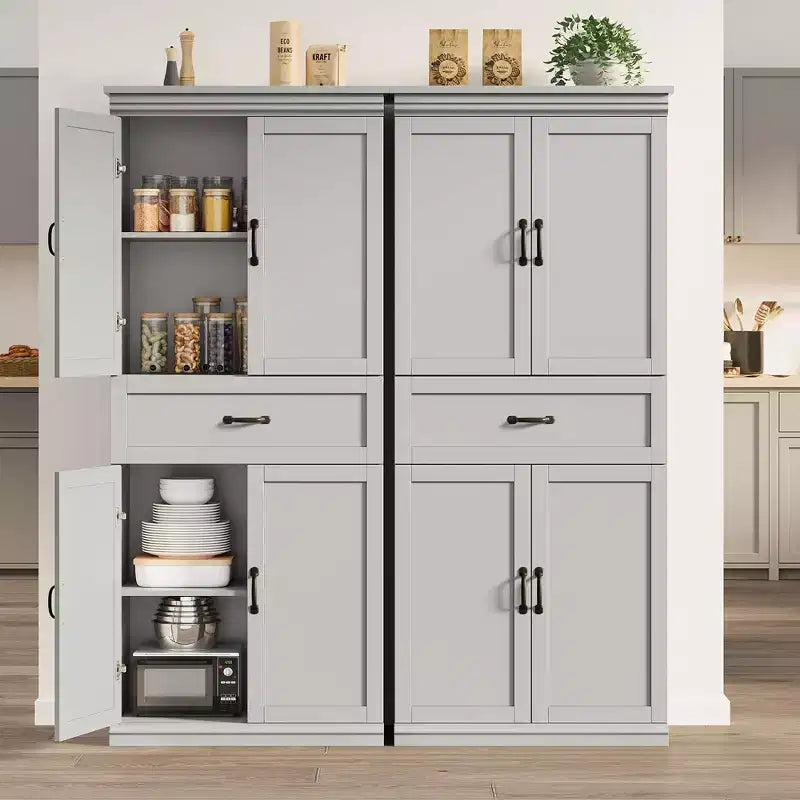 Pantry Cabinet,70 Tall Kitchen Pantry Cabinets with 2 Doors and 3 Adjustable Shelves, Freestanding Cupboard, Modern Storage Cabinet for Bathroom