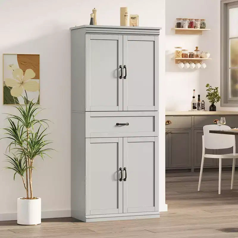 Pantry Cabinet,70 Tall Kitchen Pantry Cabinets with 2 Doors and 3 Adjustable Shelves, Freestanding Cupboard, Modern Storage Cabinet for Bathroom