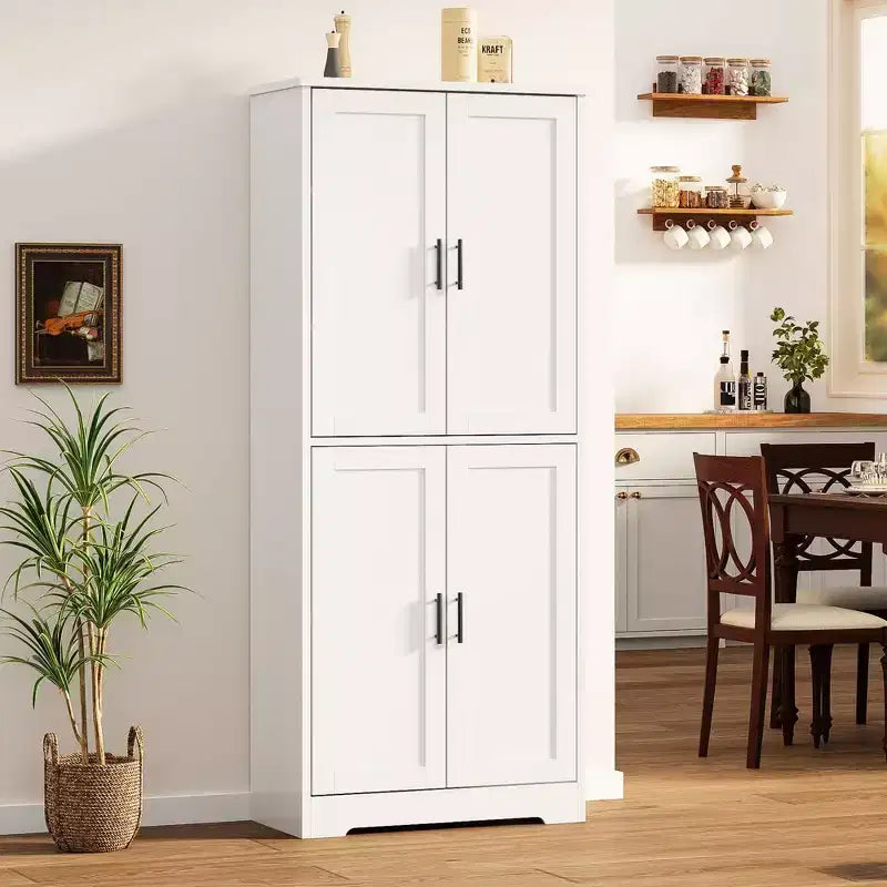 Pantry Cabinet,70 Tall Kitchen Pantry Cabinets with 2 Doors and 3 Adjustable Shelves, Freestanding Cupboard, Modern Storage Cabinet for Bathroom
