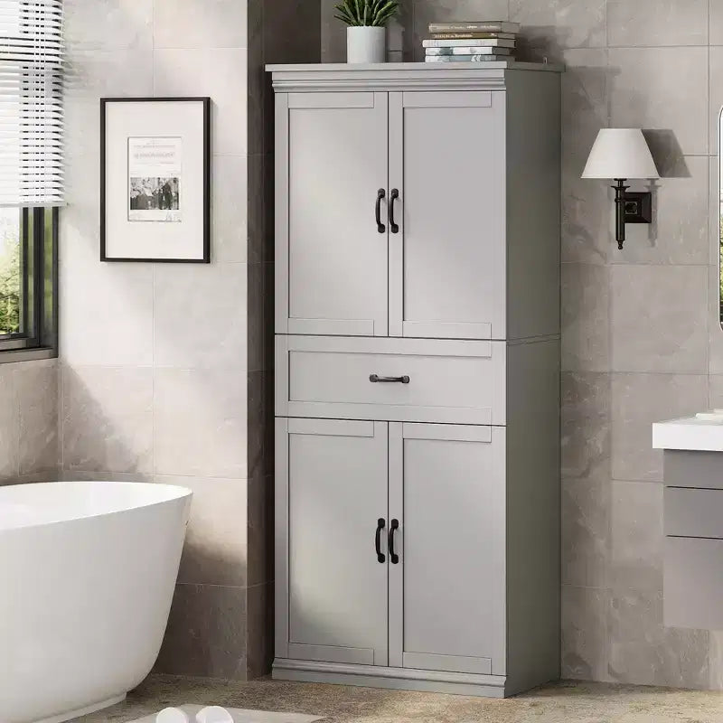 Pantry Cabinet,70 Tall Kitchen Pantry Cabinets with 2 Doors and 3 Adjustable Shelves, Freestanding Cupboard, Modern Storage Cabinet for Bathroom