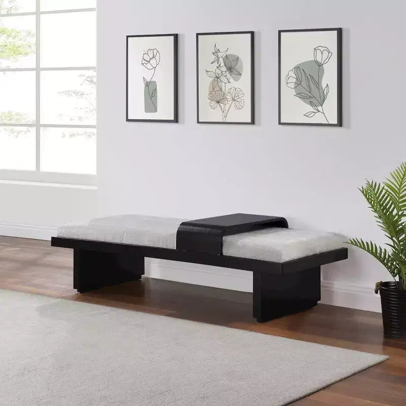 Meridian Furniture,Arlington Chenille Fabric Bench