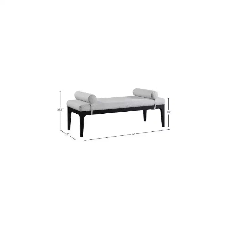 Meridian Furniture, Banc Priscilla en tissu texturé lin
