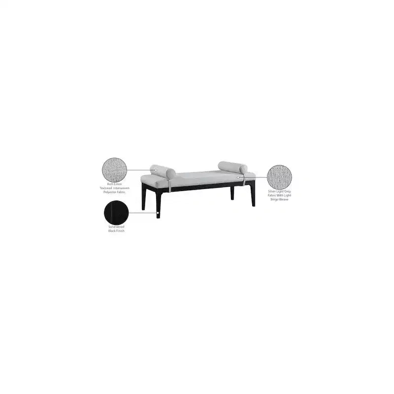 Meridian Furniture, Banc Priscilla en tissu texturé lin
