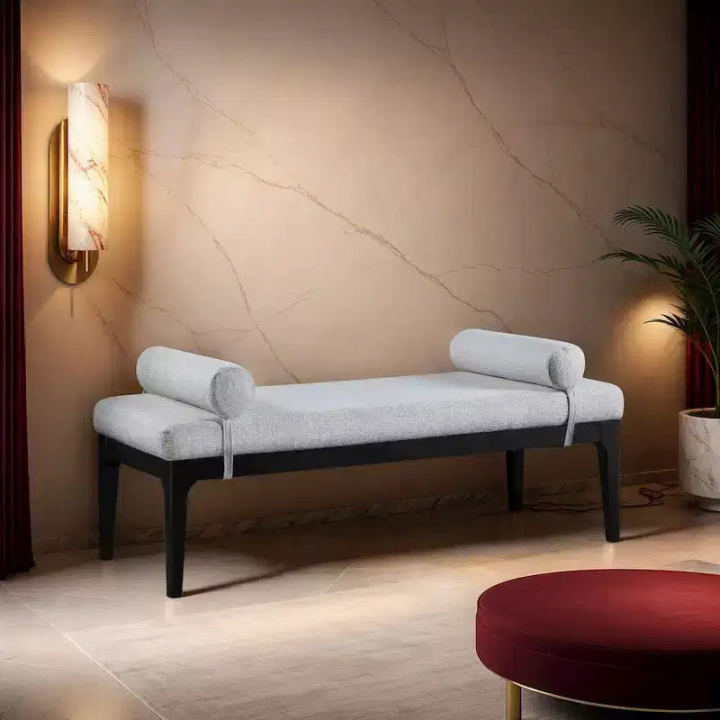 Meridian Furniture, Banc Priscilla en tissu texturé lin