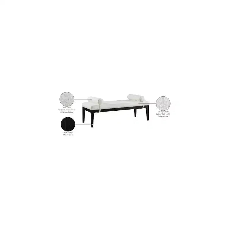 Meridian Furniture, Banc Priscilla en tissu texturé lin