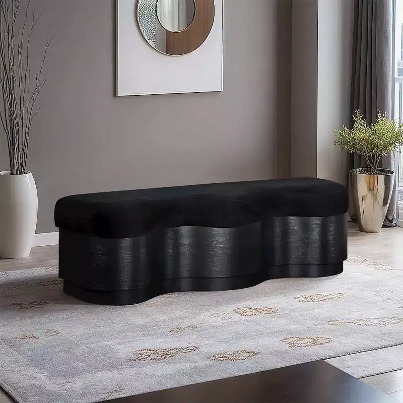 Meridian Furniture, Banc en Tissu Velours Fourrure Savoy