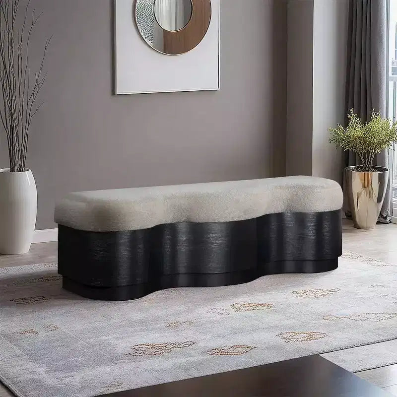 Meridian Furniture, Banc en Tissu Velours Fourrure Savoy