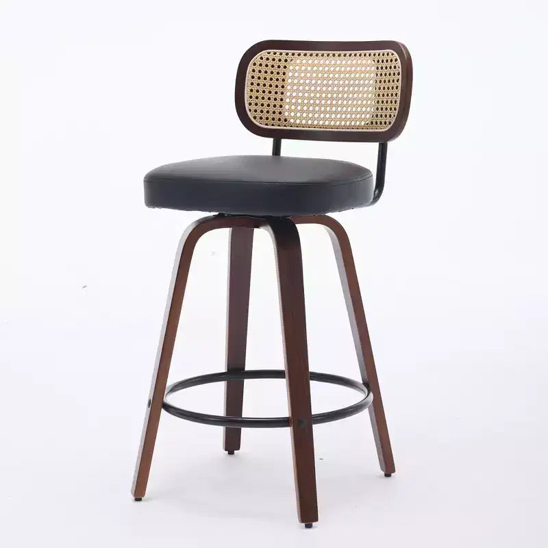 CLIHOME Set of 2 Counter Height Bar Stools - 26 Rattan Counter Height Stools With Cane Back and Upholstered Seat