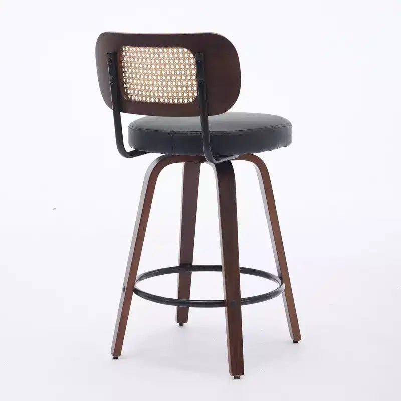 CLIHOME Set of 2 Counter Height Bar Stools - 26 Rattan Counter Height Stools With Cane Back and Upholstered Seat