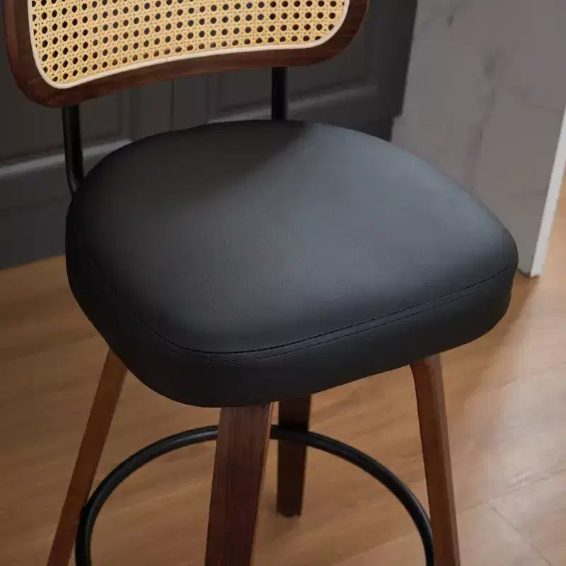 CLIHOME Set of 2 Counter Height Bar Stools - 26 Rattan Counter Height Stools With Cane Back and Upholstered Seat