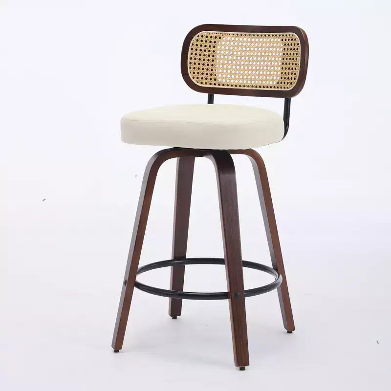 CLIHOME Set of 2 Counter Height Bar Stools - 26 Rattan Counter Height Stools With Cane Back and Upholstered Seat