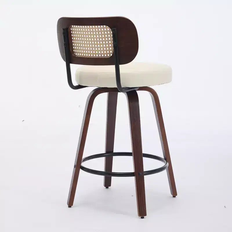 CLIHOME Set of 2 Counter Height Bar Stools - 26 Rattan Counter Height Stools With Cane Back and Upholstered Seat