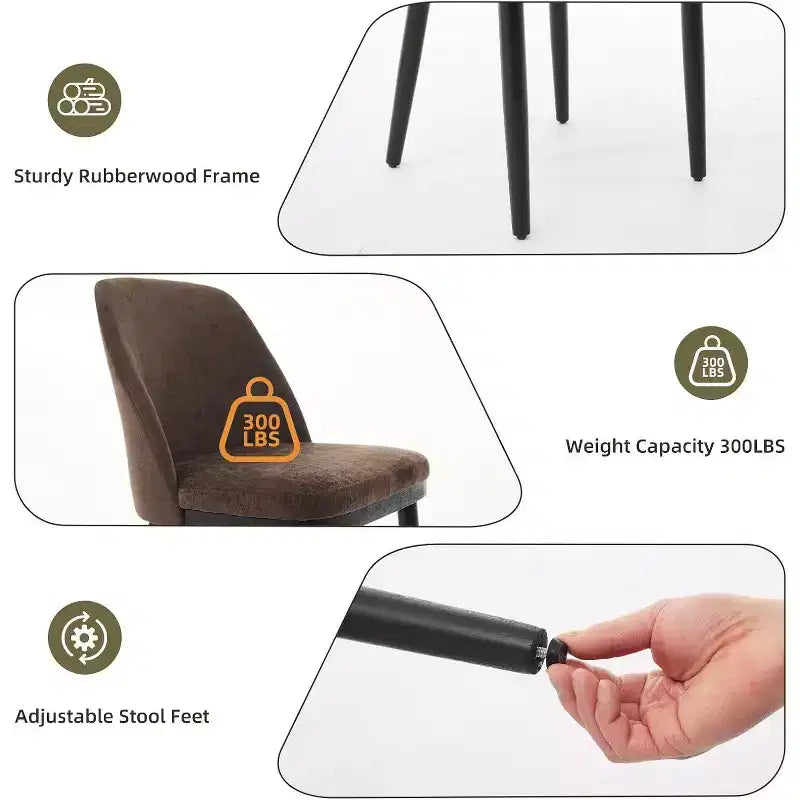 Lot de 2 chaises de salle à manger modernes, chaise de cuisine rembourrée en lin, chaise de salle à manger avec dossier incurvé, pieds en bois massif, pour cuisine, salle à manger