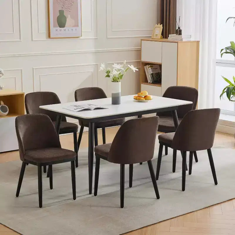 Lot de 2 chaises de salle à manger modernes, chaise de cuisine rembourrée en lin, chaise de salle à manger avec dossier incurvé, pieds en bois massif, pour cuisine, salle à manger
