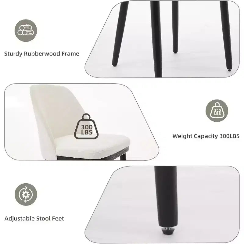 Lot de 2 chaises de salle à manger modernes, chaise de cuisine rembourrée en lin, chaise de salle à manger avec dossier incurvé, pieds en bois massif, pour cuisine, salle à manger