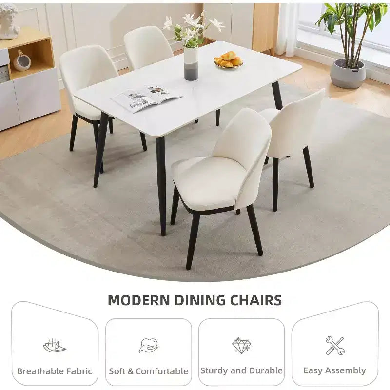 Lot de 2 chaises de salle à manger modernes, chaise de cuisine rembourrée en lin, chaise de salle à manger avec dossier incurvé, pieds en bois massif, pour cuisine, salle à manger