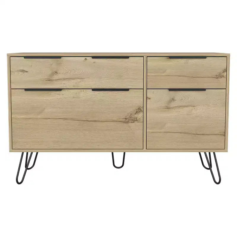 Okak 3/4-Drawer Dresser Compact Storage for Clothing, Sturdy Steel Legs and Durable Top Surface, for Living Room/Bedroom/Office, Light Oak