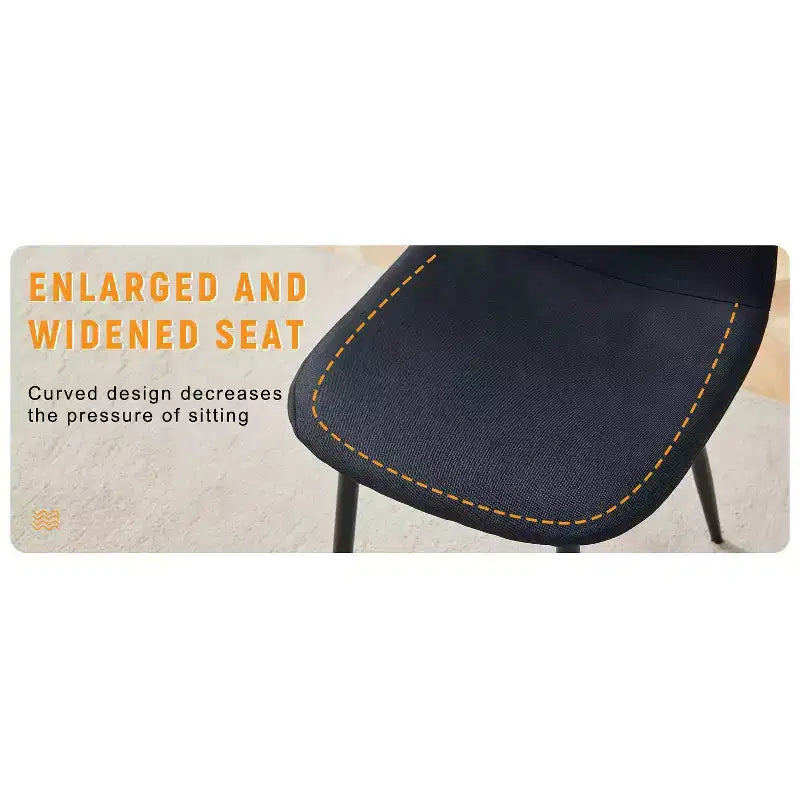 MAYEERTY Set of 4 Luxury Simple Dining Chairs Black Linen Cotton Black Metal Legs Fits Diverse Decor