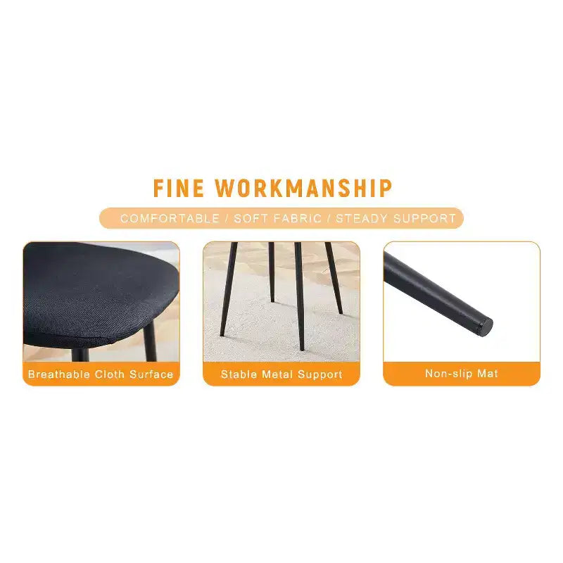 MAYEERTY Set of 4 Luxury Simple Dining Chairs Black Linen Cotton Black Metal Legs Fits Diverse Decor