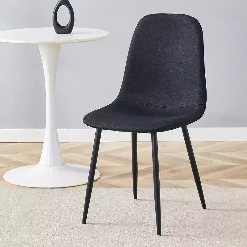 MAYEERTY Set of 4 Luxury Simple Dining Chairs Black Linen Cotton Black Metal Legs Fits Diverse Decor