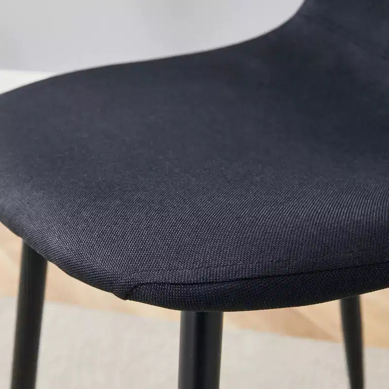 MAYEERTY Set of 4 Luxury Simple Dining Chairs Black Linen Cotton Black Metal Legs Fits Diverse Decor