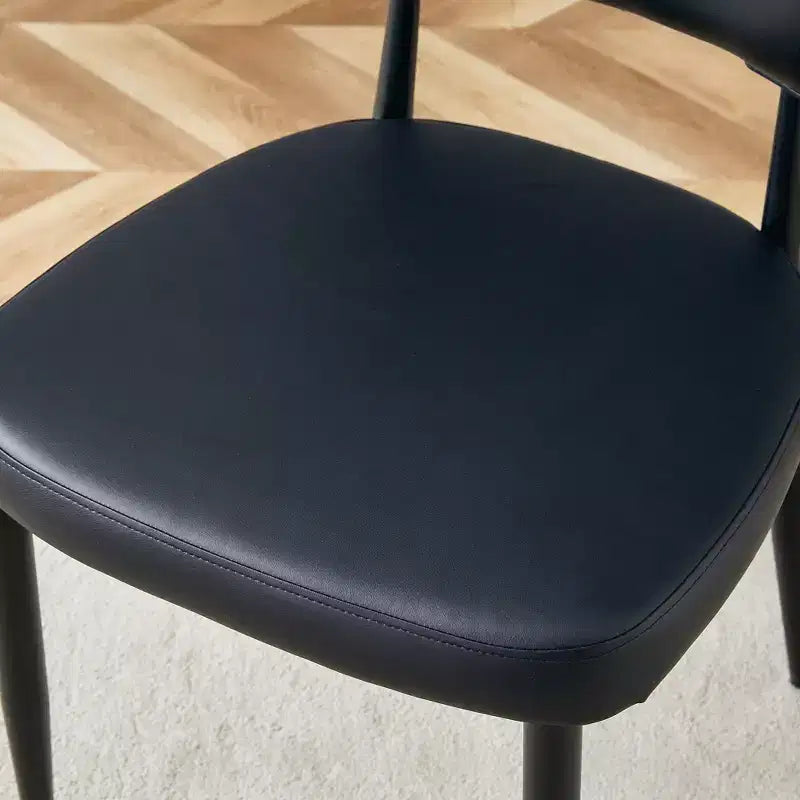 MAYEERTY Lot de 4 chaises de salle à manger ergonomiques noires minimalistes dossier incurvé assise confortable