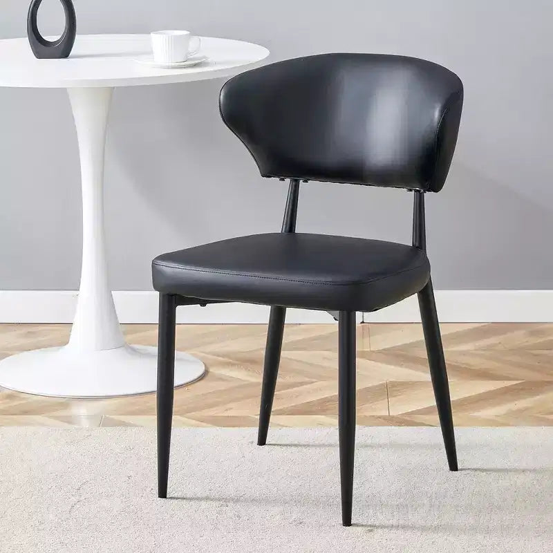 MAYEERTY Lot de 4 chaises de salle à manger ergonomiques noires minimalistes dossier incurvé assise confortable