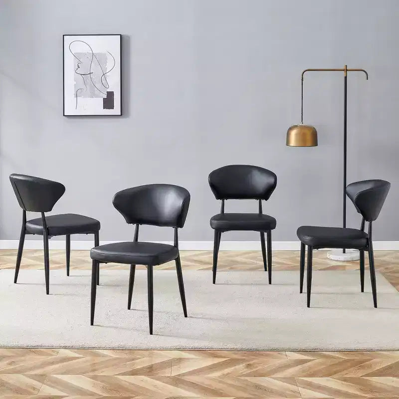 MAYEERTY Lot de 4 chaises de salle à manger ergonomiques noires minimalistes dossier incurvé assise confortable