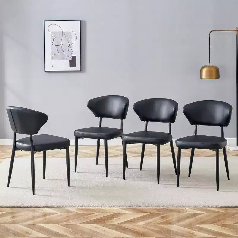 MAYEERTY Lot de 4 chaises de salle à manger ergonomiques noires minimalistes dossier incurvé assise confortable